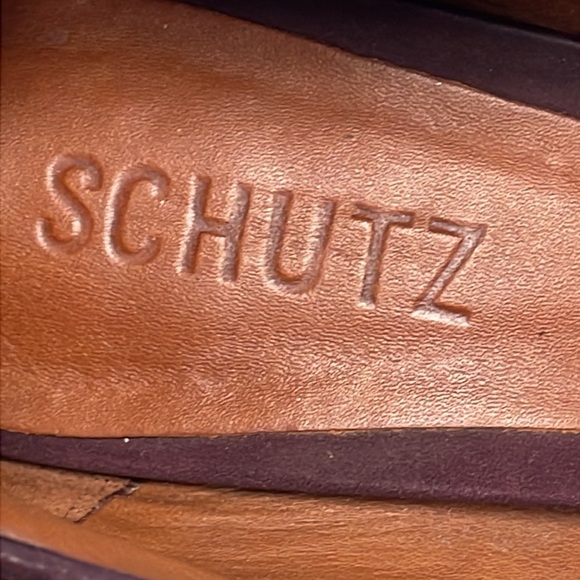 Schutz Fernanda Pump Rouge Red Dark Wine Glitter Sparkle Platform Stiletto 7 - Picture 13 of 15